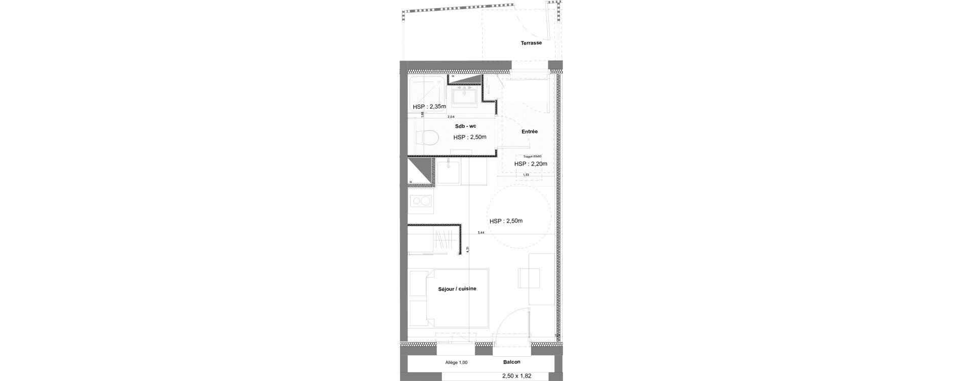 Appartement T1 meubl&eacute; de 20,19 m2 &agrave; Anglet La butte aux cailles