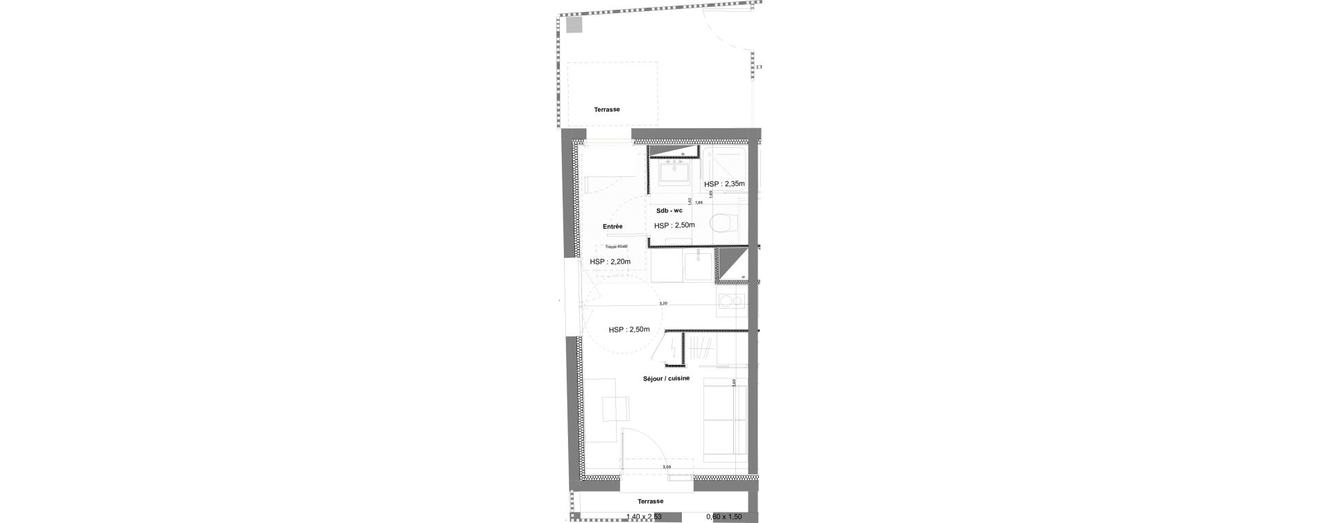 Appartement T1 meubl&eacute; de 18,58 m2 &agrave; Anglet La butte aux cailles