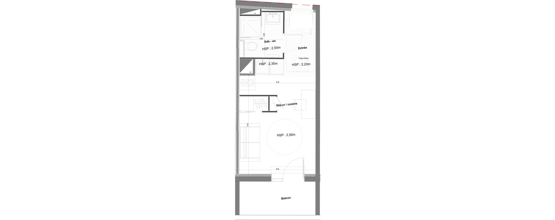 Appartement T1 meubl&eacute; de 20,66 m2 &agrave; Anglet La butte aux cailles