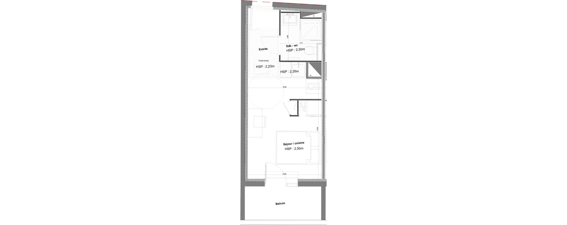 Appartement T1 meubl&eacute; de 20,52 m2 &agrave; Anglet La butte aux cailles