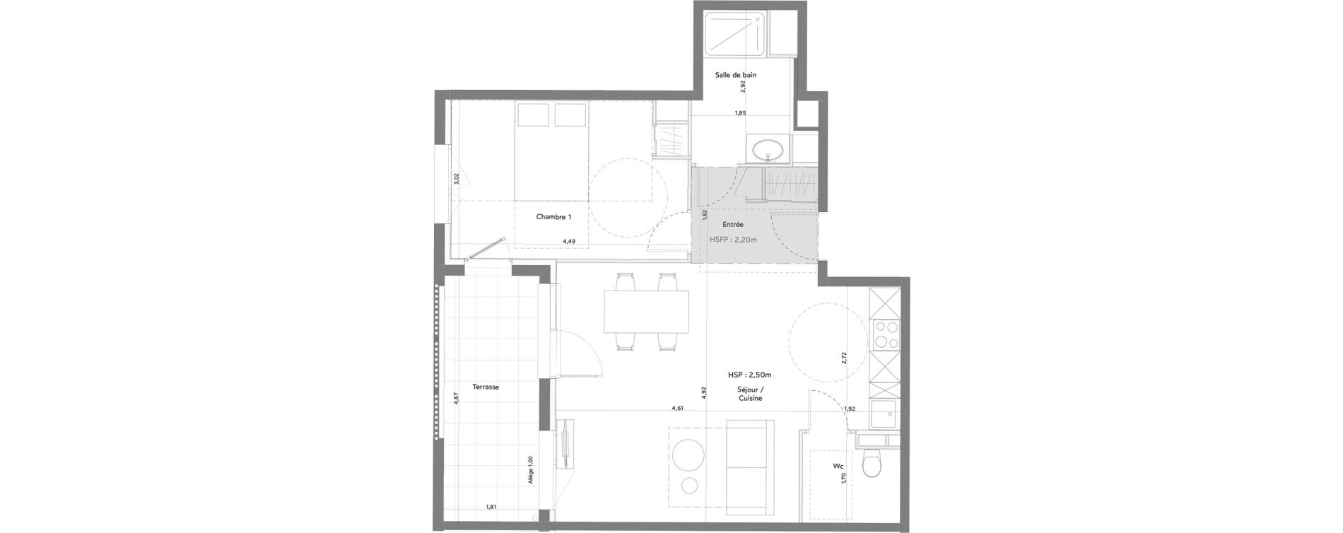 Appartement T2 bis meubl&eacute; de 53,23 m2 &agrave; Anglet La butte aux cailles