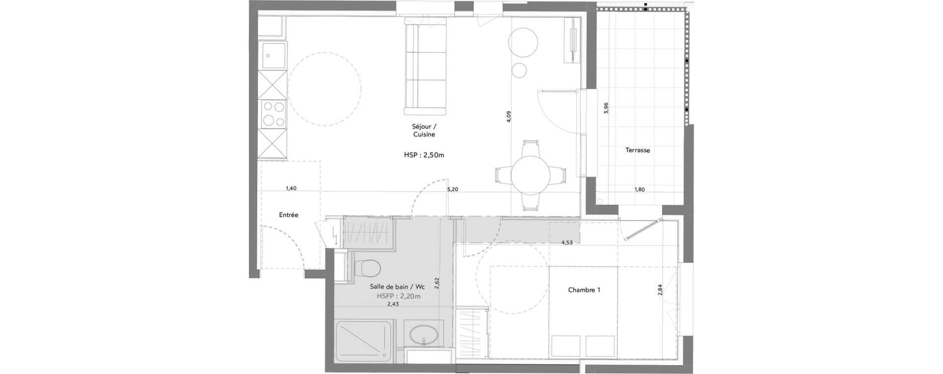 Appartement T2 meubl&eacute; de 47,45 m2 &agrave; Anglet La butte aux cailles