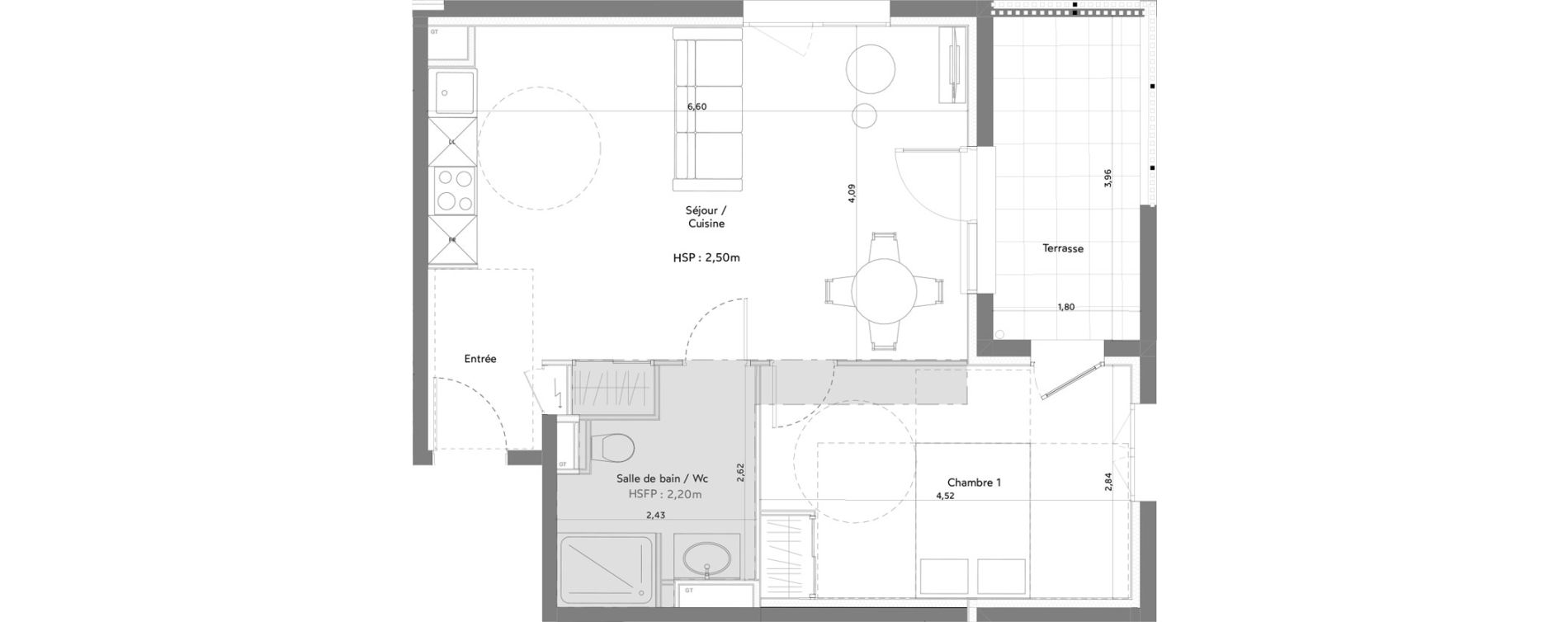 Appartement T2 meubl&eacute; de 46,62 m2 &agrave; Anglet La butte aux cailles