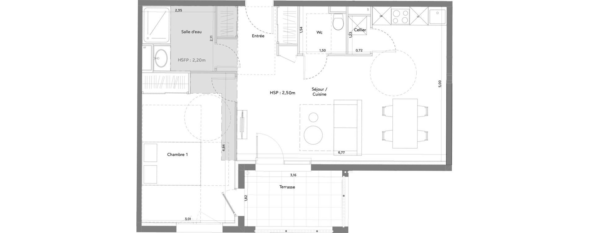 Appartement T2 bis meubl&eacute; de 53,23 m2 &agrave; Anglet La butte aux cailles