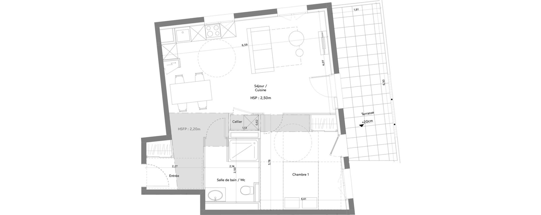 Appartement T2 meubl&eacute; de 48,69 m2 &agrave; Anglet La butte aux cailles