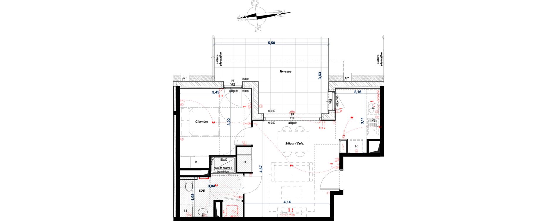 Appartement T2 de 44,82 m2 &agrave; Anglet Quatre cantons