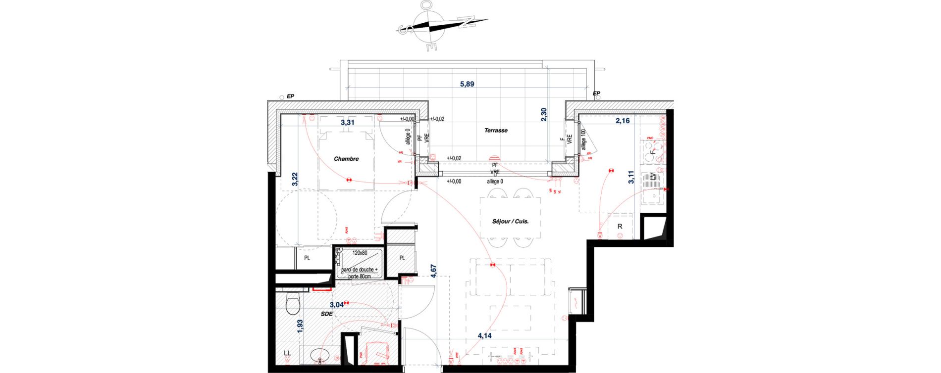 Appartement T2 de 44,55 m2 &agrave; Anglet Quatre cantons