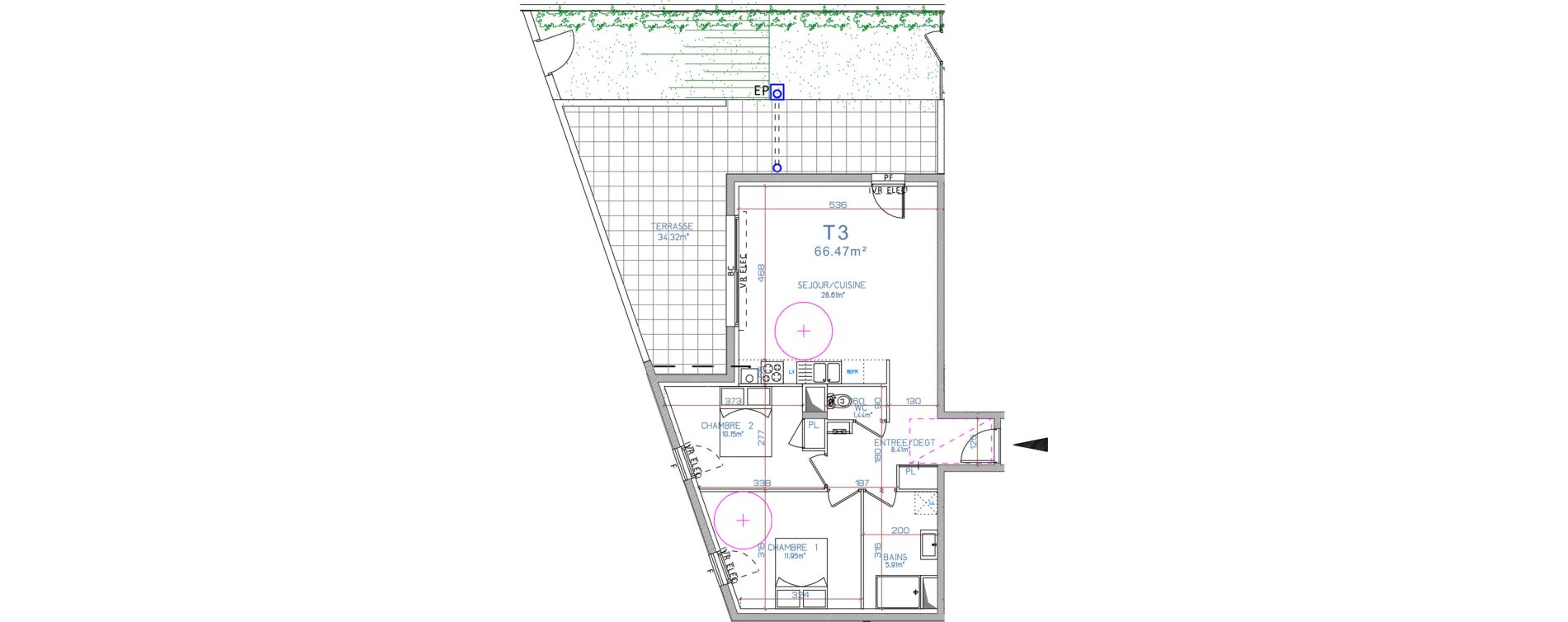 Appartement T3 de 66,47 m2 &agrave; Anglet Quatre cantons