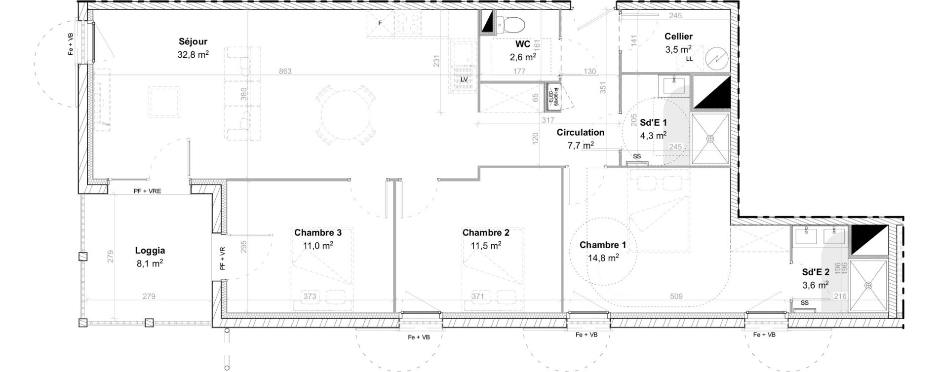 Appartement T4 de 91,80 m2 &agrave; Arbonne Centre