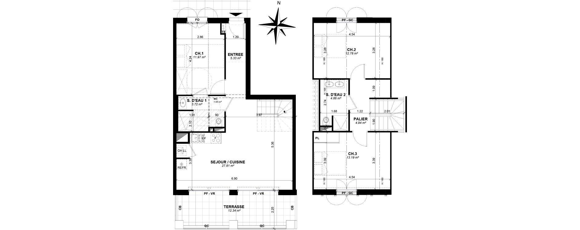 Duplex T4 de 86,25 m2 &agrave; Ascain Centre