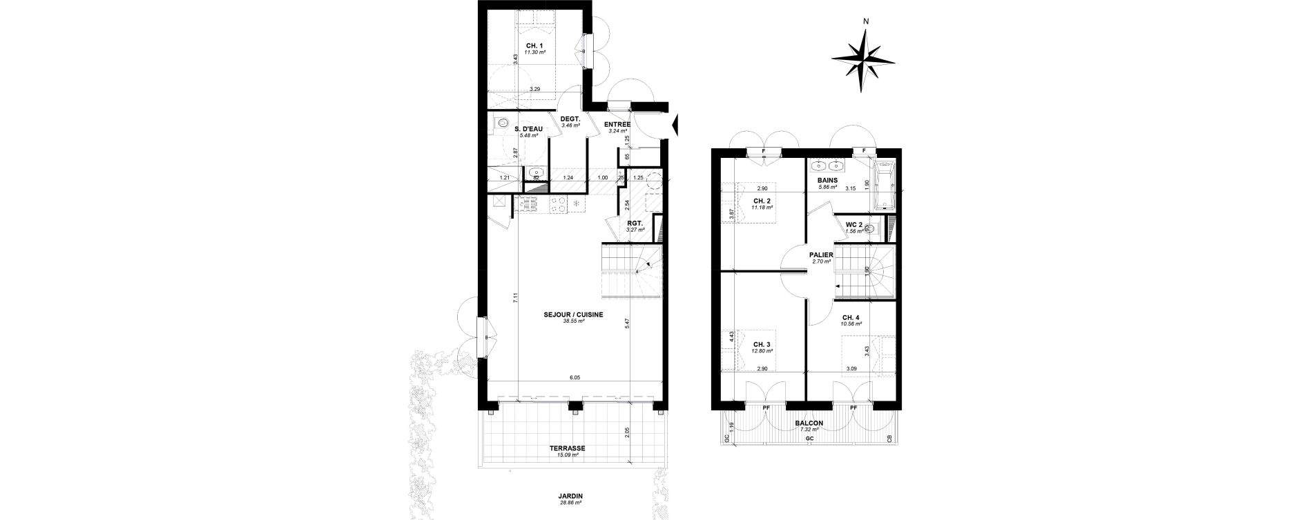Duplex T5 de 109,96 m2 &agrave; Ascain Centre