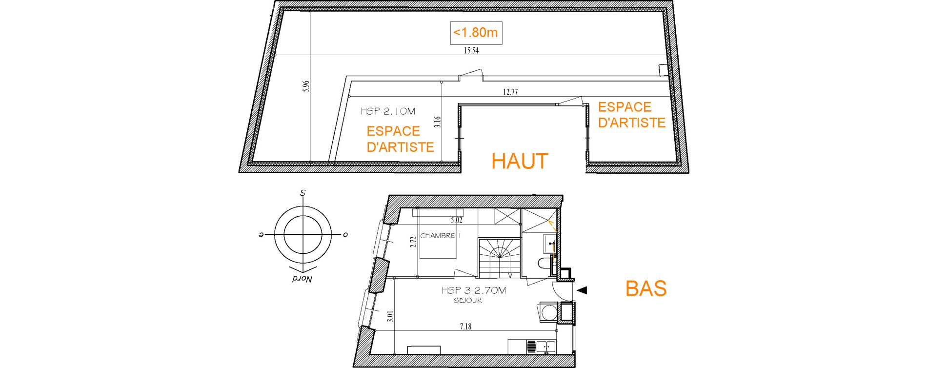 Duplex T2 bis de 63,50 m2 &agrave; Bayonne Grand bayonne