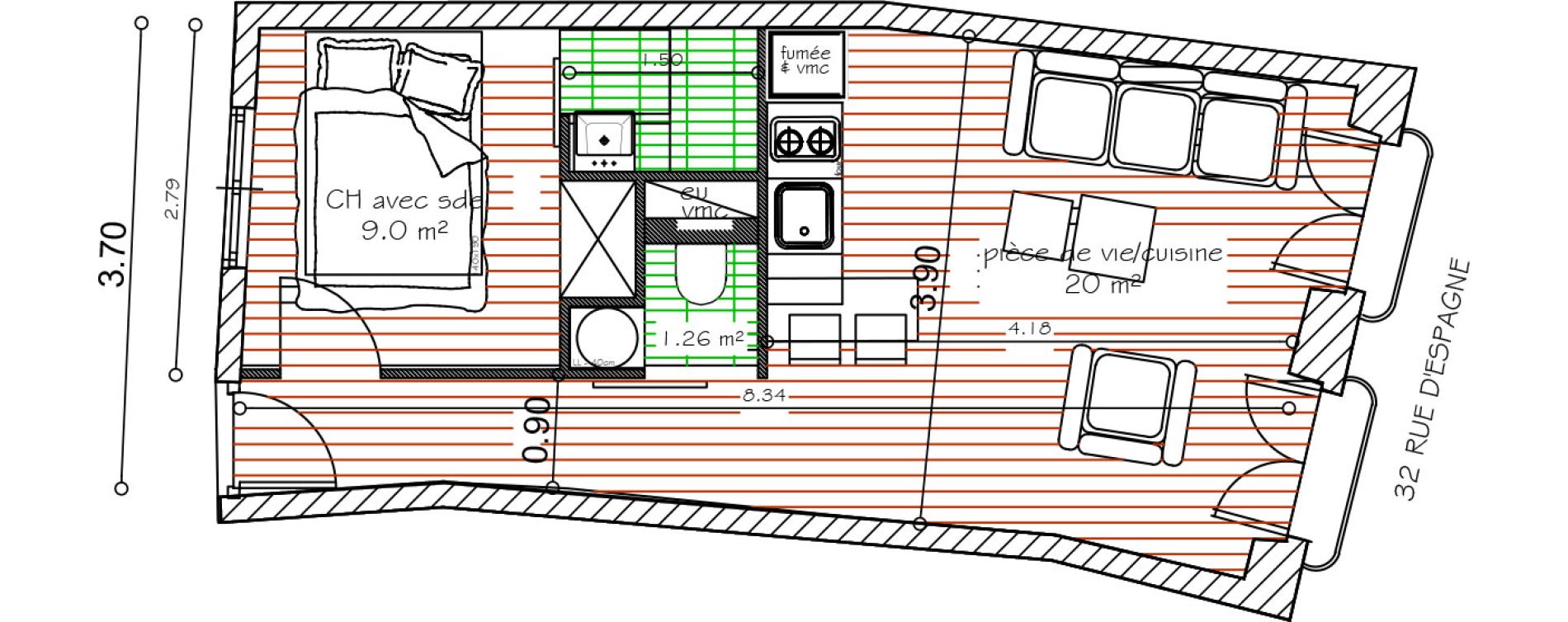 Appartement T2 de 30,26 m2 &agrave; Bayonne Grand bayonne