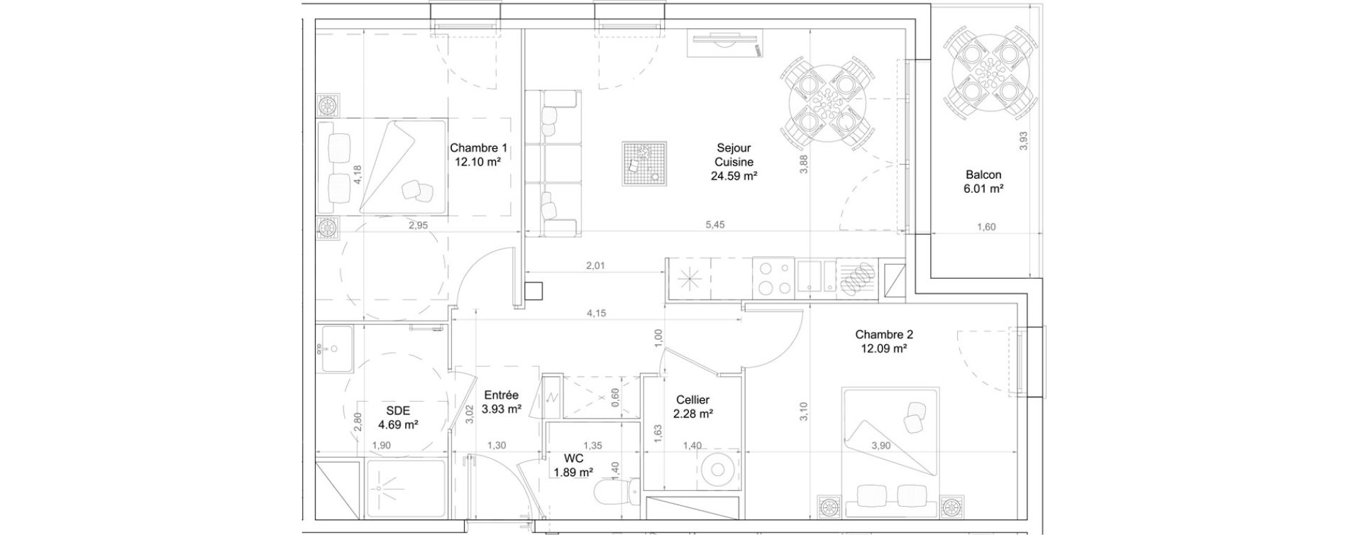 Appartement T3 de 61,57 m2 &agrave; Bayonne Citadelle