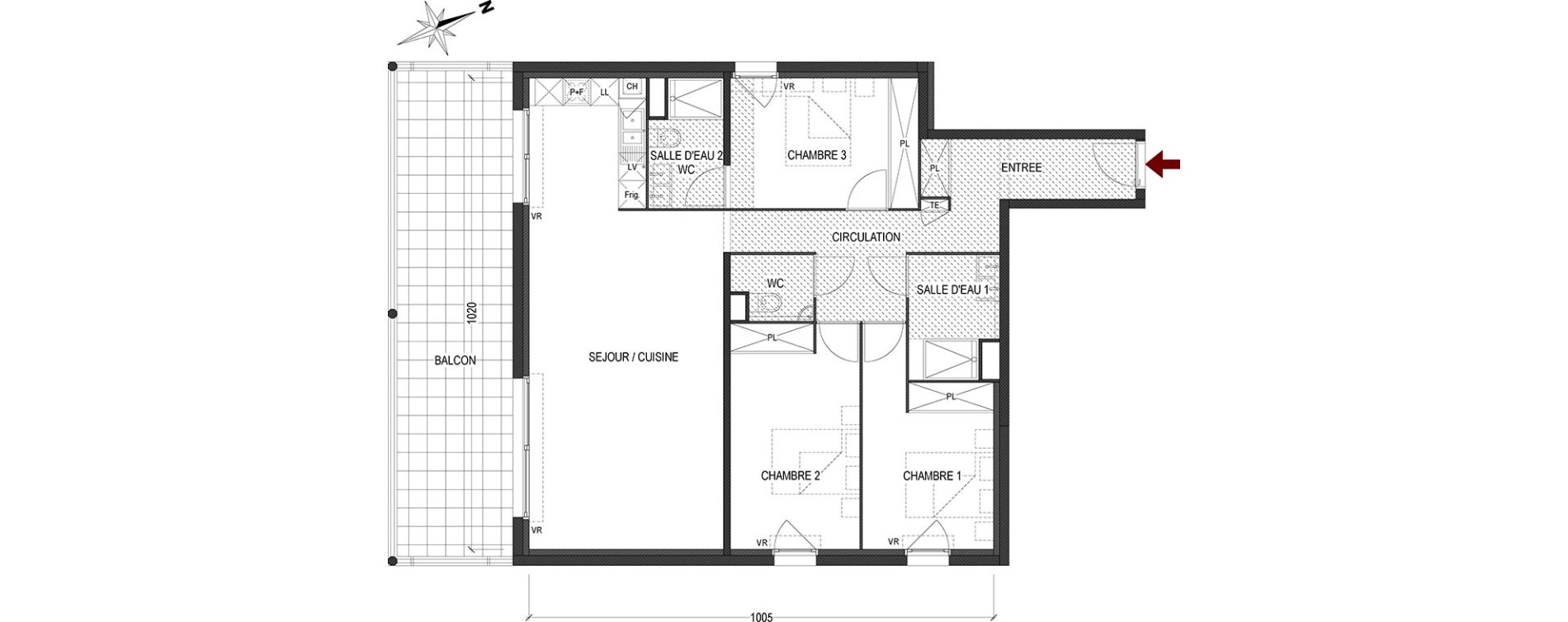Appartement T4 bis de 100,67 m2 &agrave; Bayonne Polo-beyris