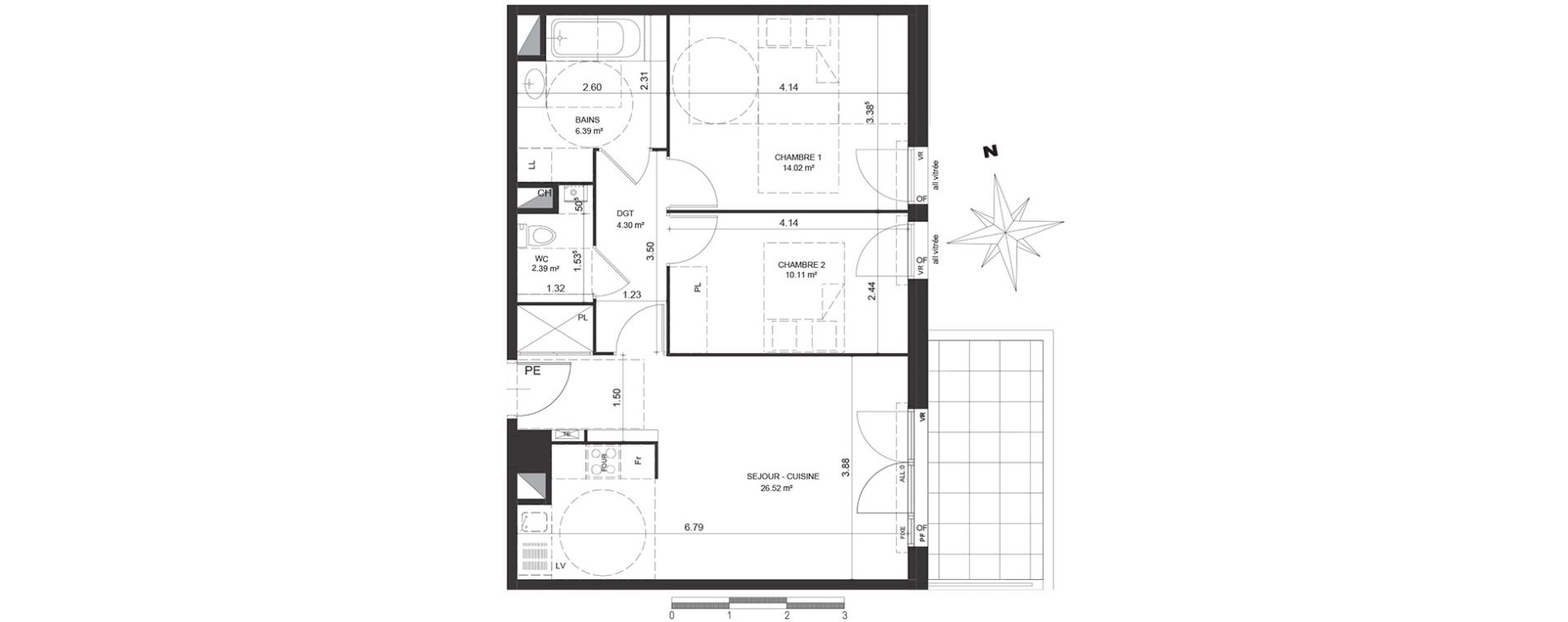 Appartement T3 de 63,73 m2 &agrave; Bayonne Habas