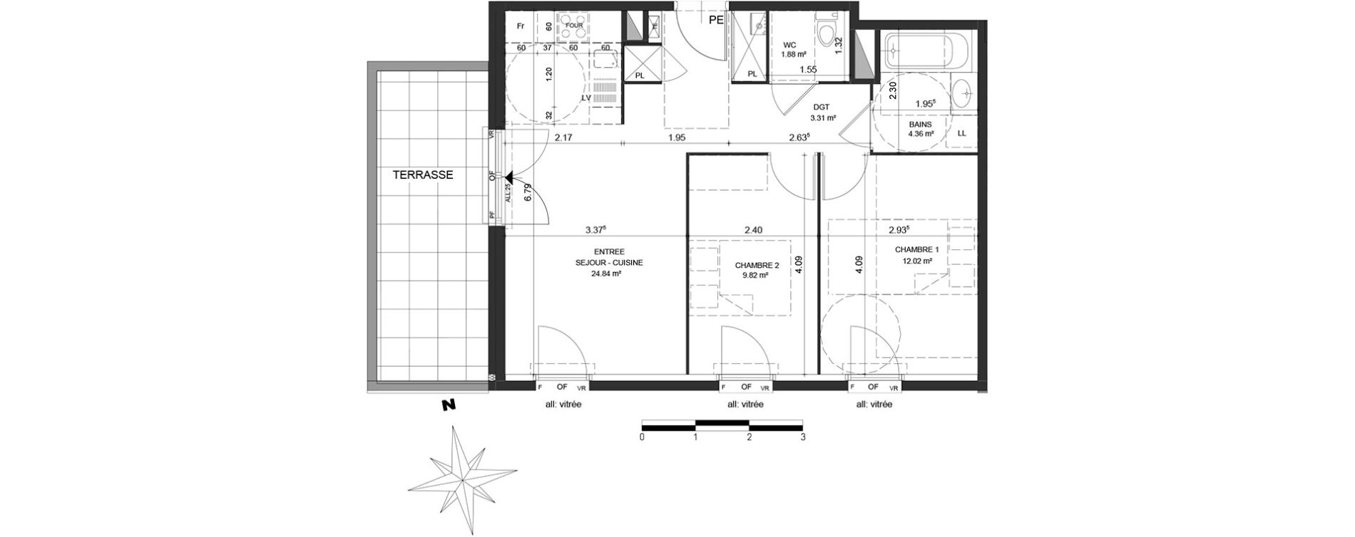 Appartement T3 de 56,29 m2 &agrave; Bayonne Habas