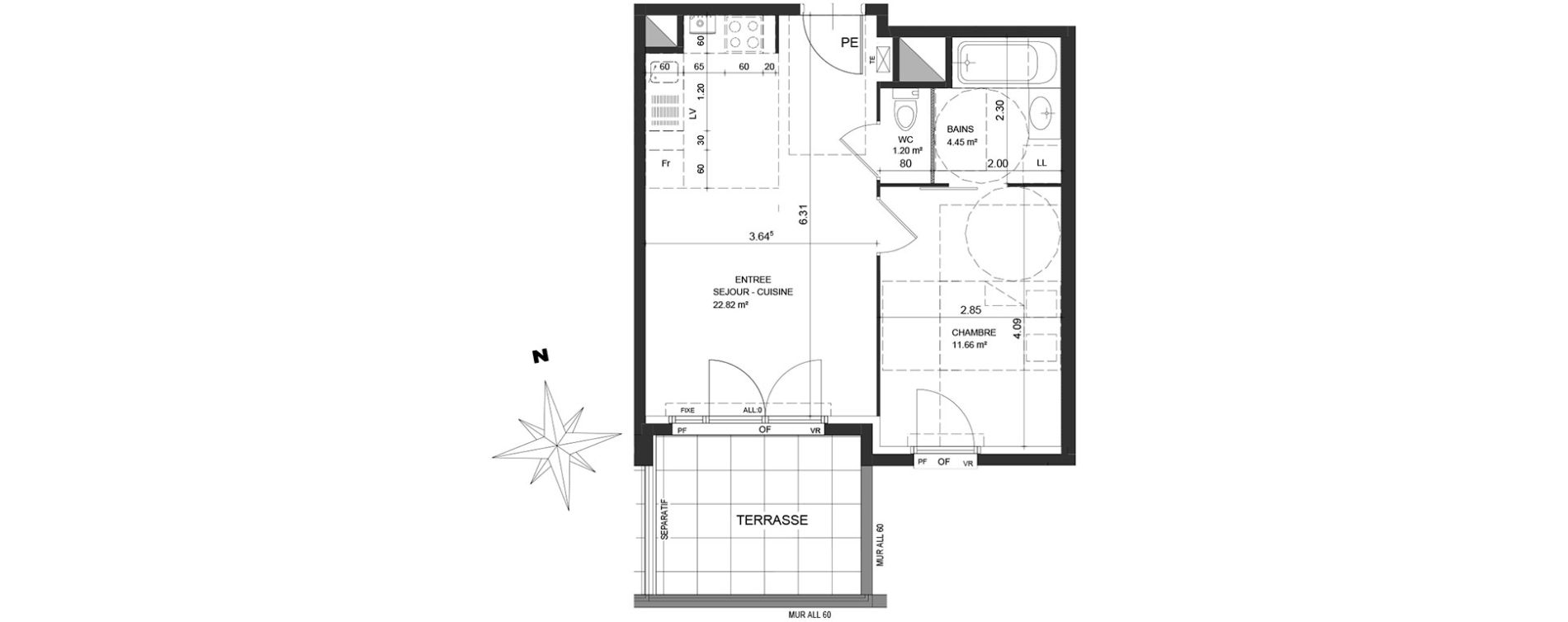 Appartement T2 de 40,13 m2 &agrave; Bayonne Habas