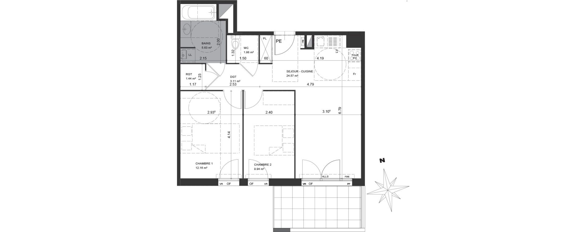 Appartement T3 de 58,83 m2 &agrave; Bayonne Habas