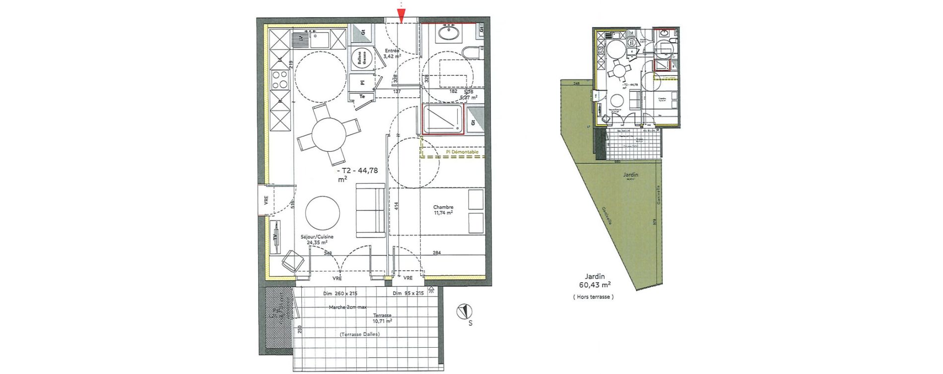Appartement T2 de 44,78 m2 &agrave; Bidart Centre