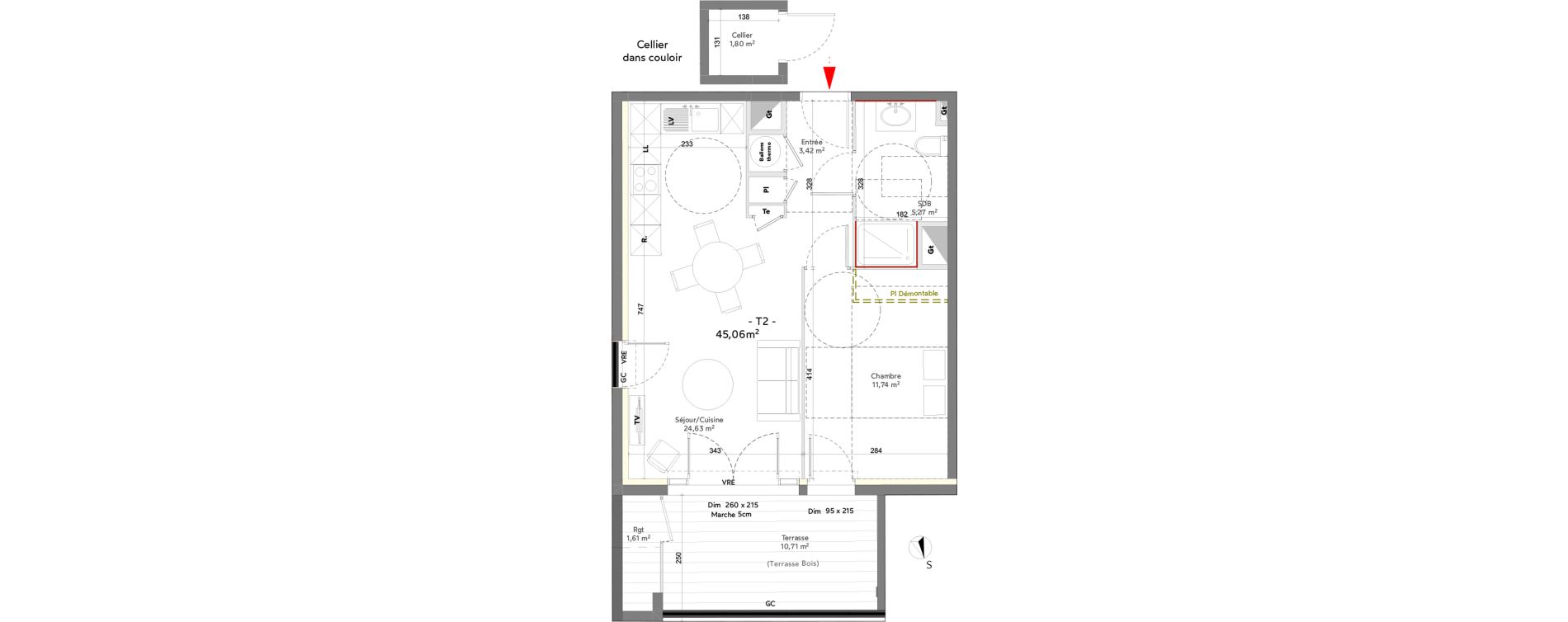 Appartement T2 de 45,06 m2 &agrave; Bidart Centre