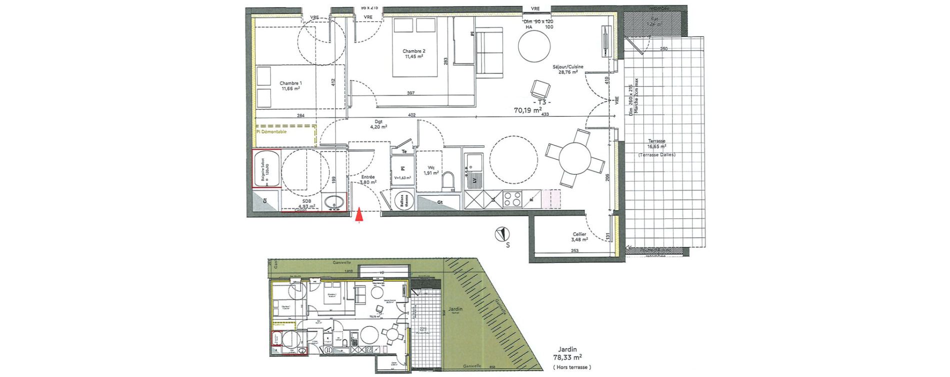 Appartement T3 de 69,82 m2 &agrave; Bidart Centre