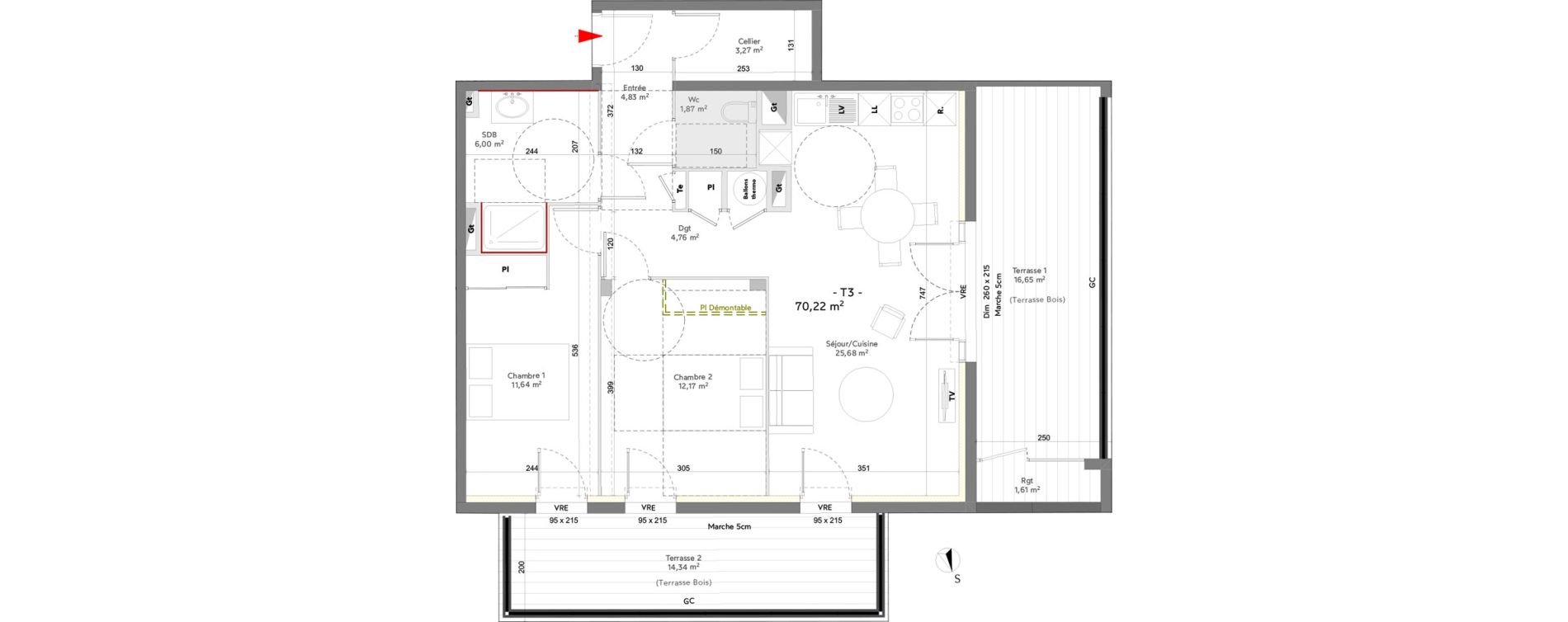 Appartement T3 de 70,22 m2 &agrave; Bidart Centre