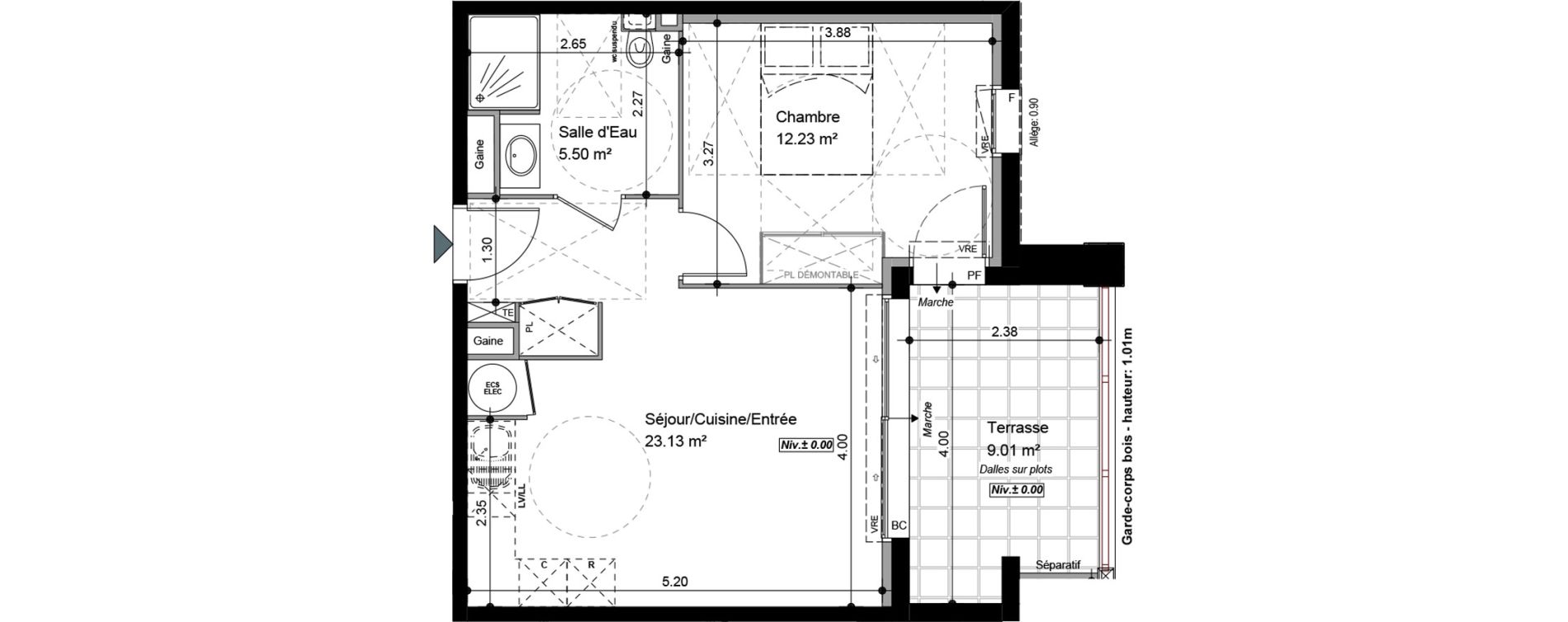 Appartement T2 de 40,86 m2 &agrave; Bidart Centre