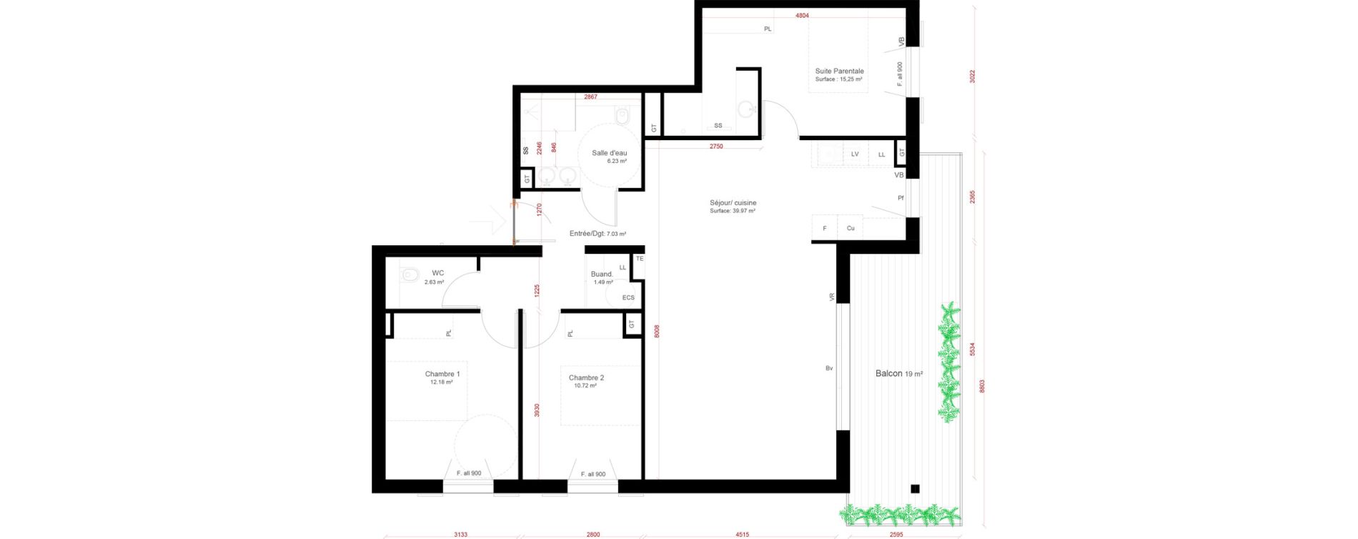 Appartement T4 de 95,50 m2 &agrave; Bidart Centre