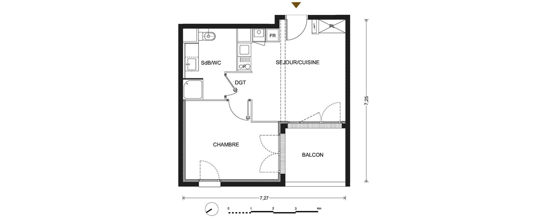Appartement T2 de 40,20 m2 &agrave; Bill&egrave;re Centre
