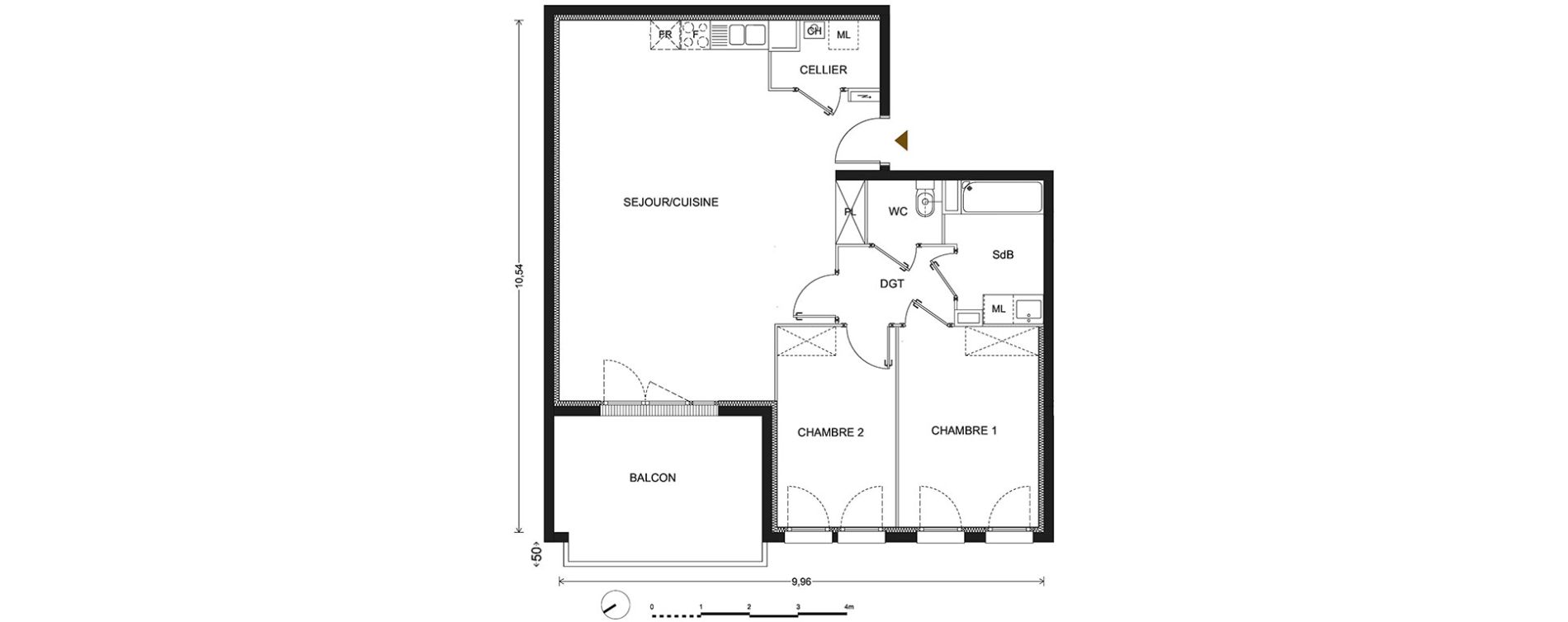 Appartement T3 de 78,40 m2 &agrave; Bill&egrave;re Centre