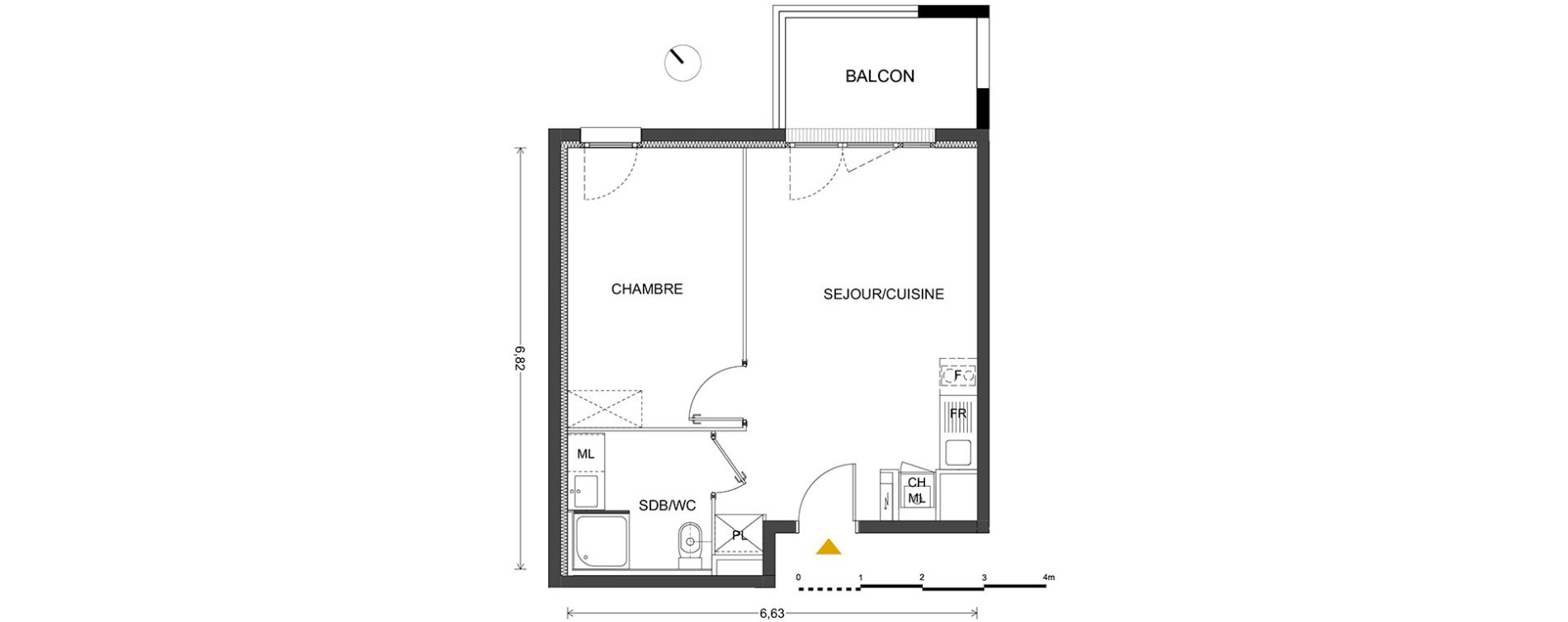 Appartement T2 de 40,90 m2 &agrave; Bill&egrave;re Centre
