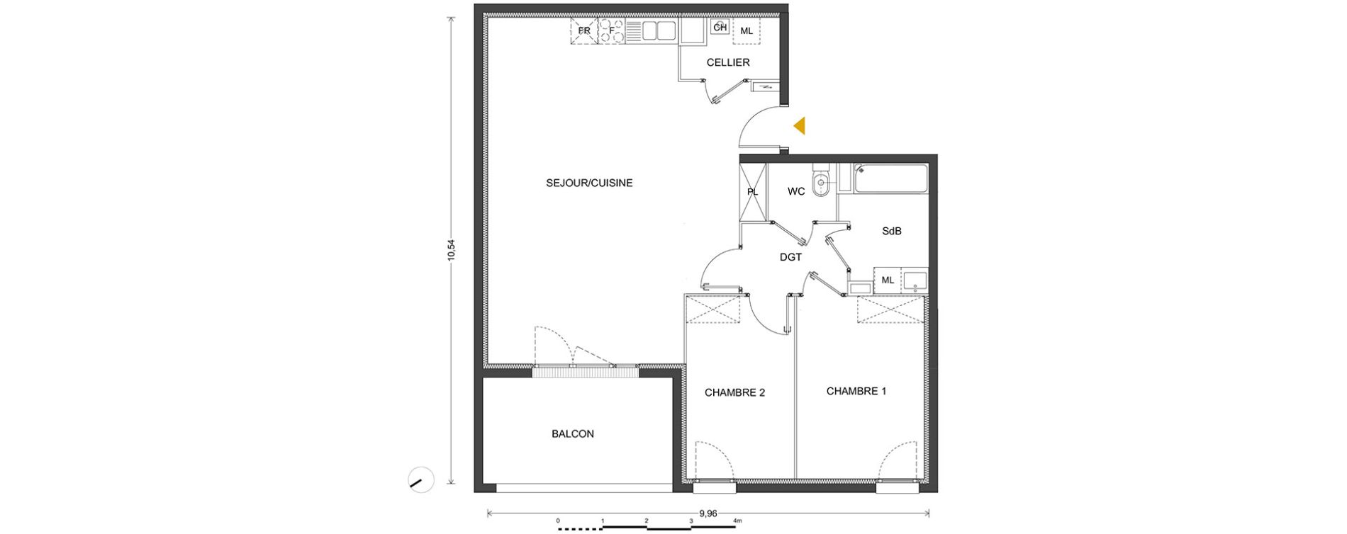 Appartement T3 de 78,40 m2 &agrave; Bill&egrave;re Centre