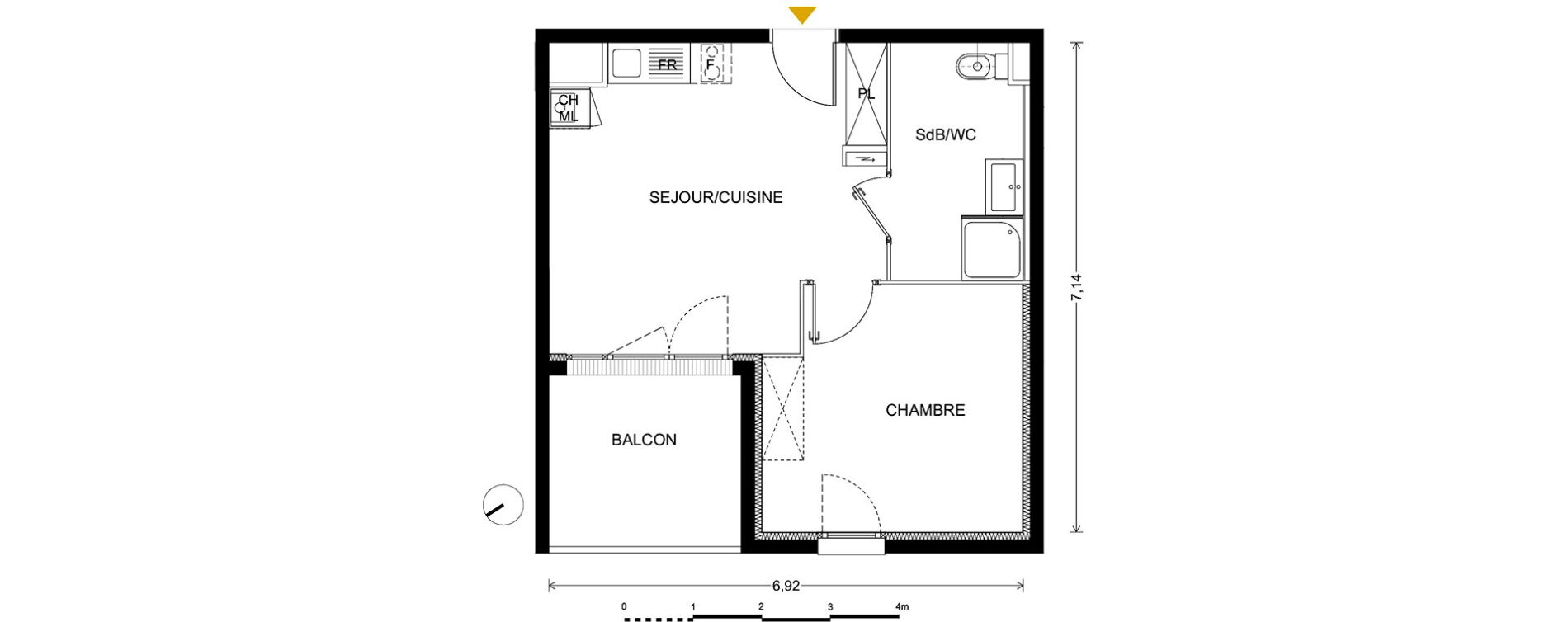 Appartement T2 de 40,00 m2 &agrave; Bill&egrave;re Centre