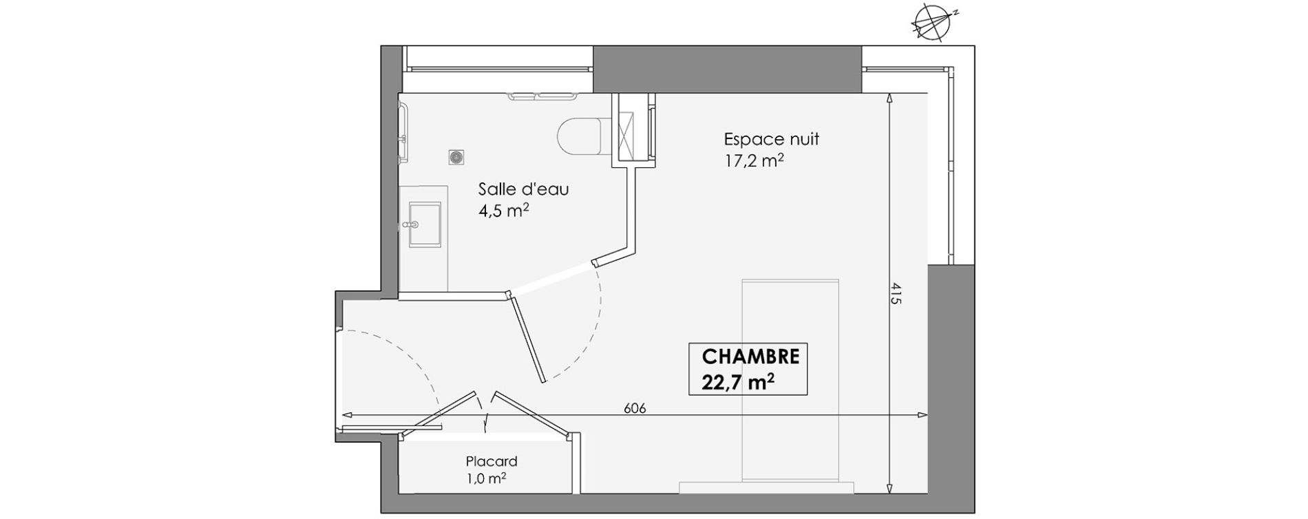 Chambre de 22,70 m2 &agrave; Bordes Centre