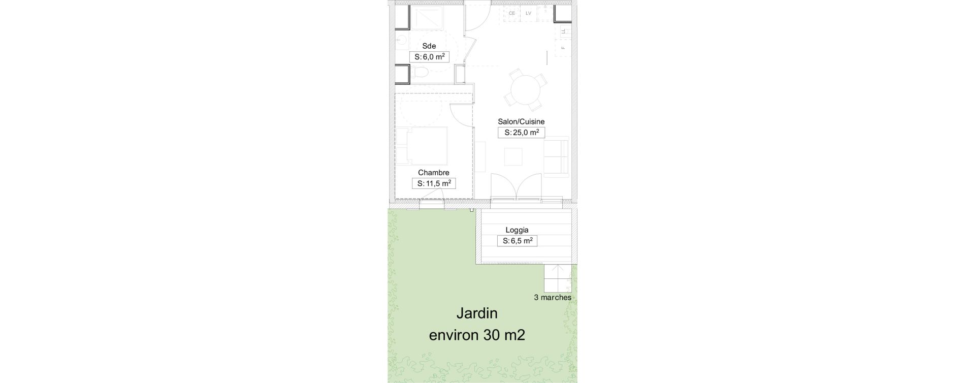 Appartement T2 de 42,50 m2 &agrave; Gelos Centre