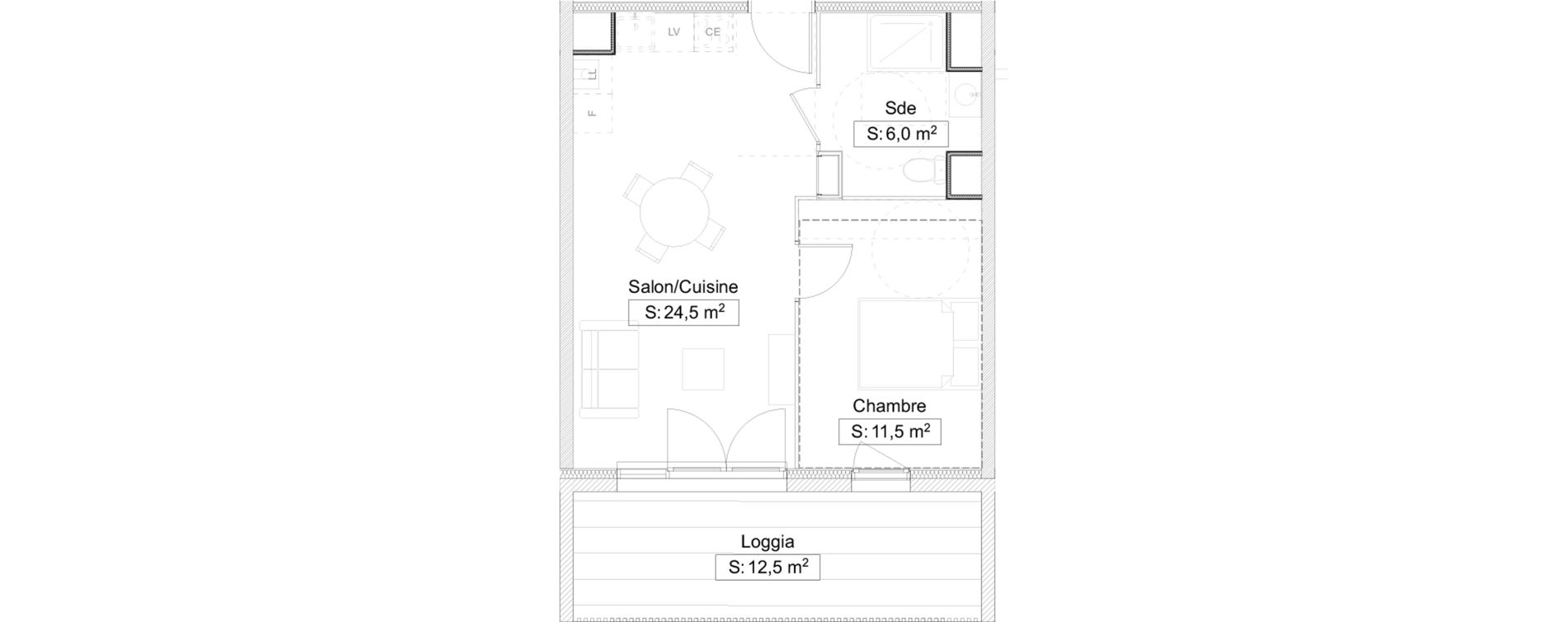 Appartement T2 de 42,00 m2 &agrave; Gelos Centre