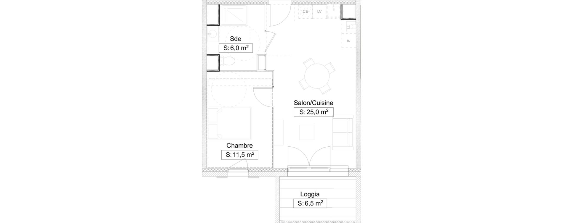 Appartement T2 de 42,50 m2 &agrave; Gelos Centre