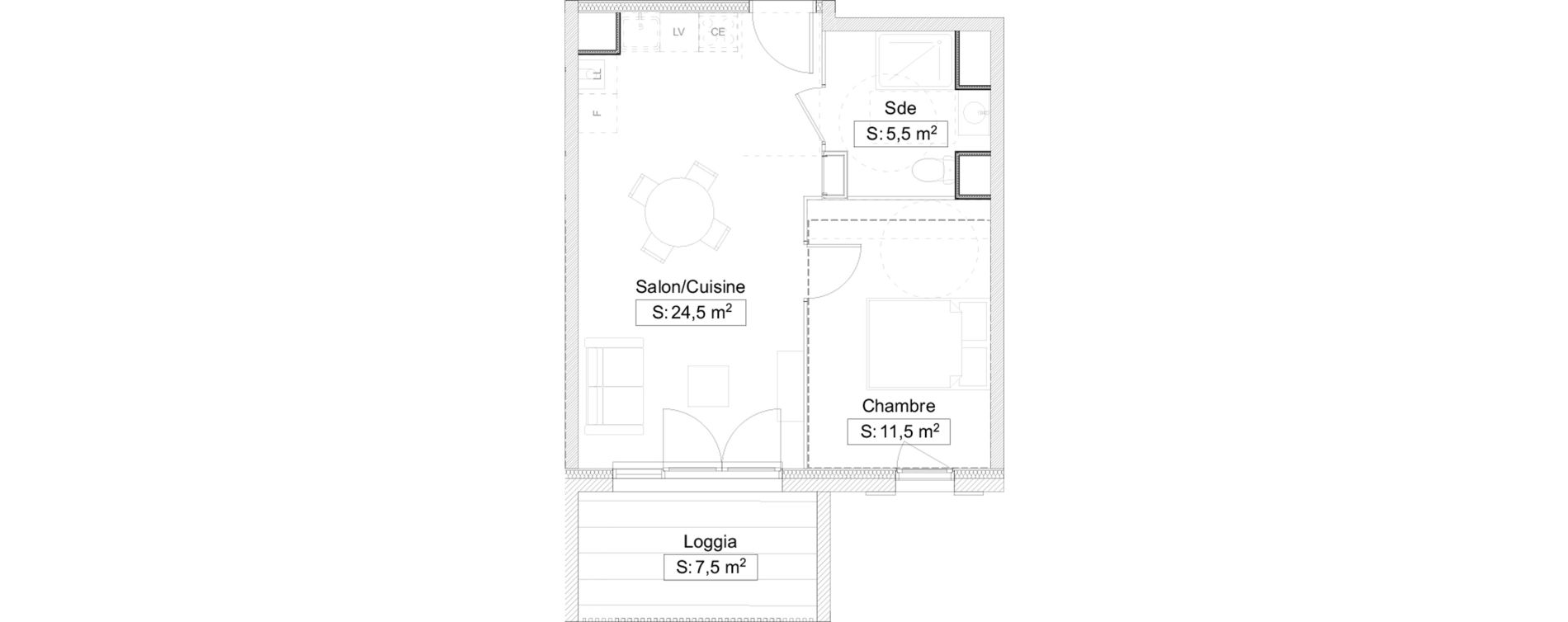 Appartement T2 de 41,50 m2 &agrave; Gelos Centre