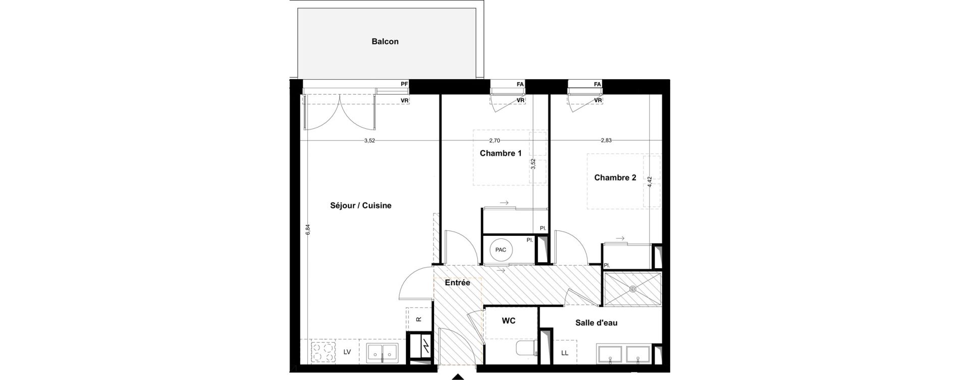 Appartement T3 de 59,85 m2 &agrave; Idron Centre