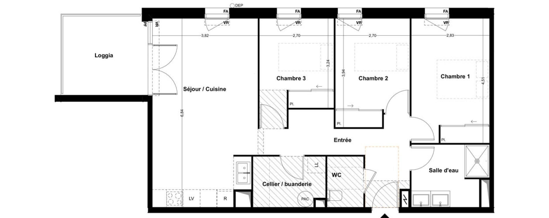 Appartement T4 de 80,45 m2 &agrave; Idron Centre