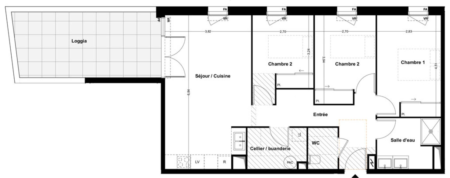 Appartement T4 de 80,45 m2 &agrave; Idron Centre