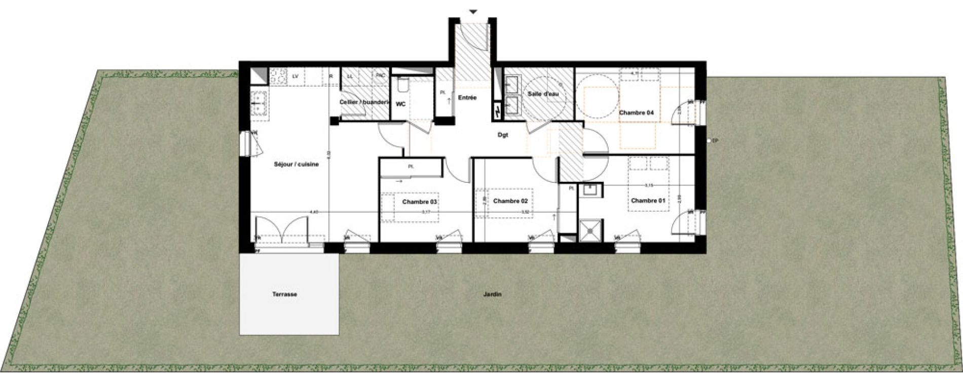 Appartement T5 de 89,51 m2 &agrave; Idron Centre