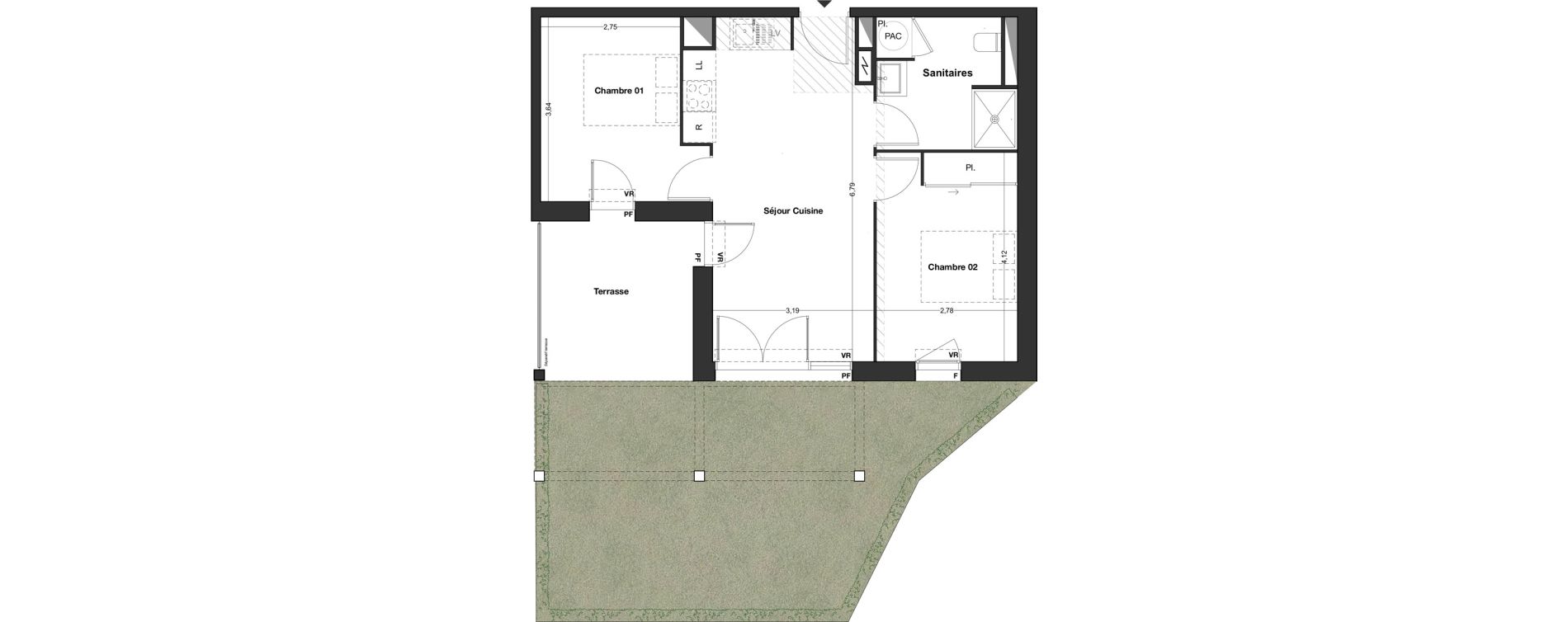 Appartement T3 de 50,92 m2 &agrave; Idron Centre