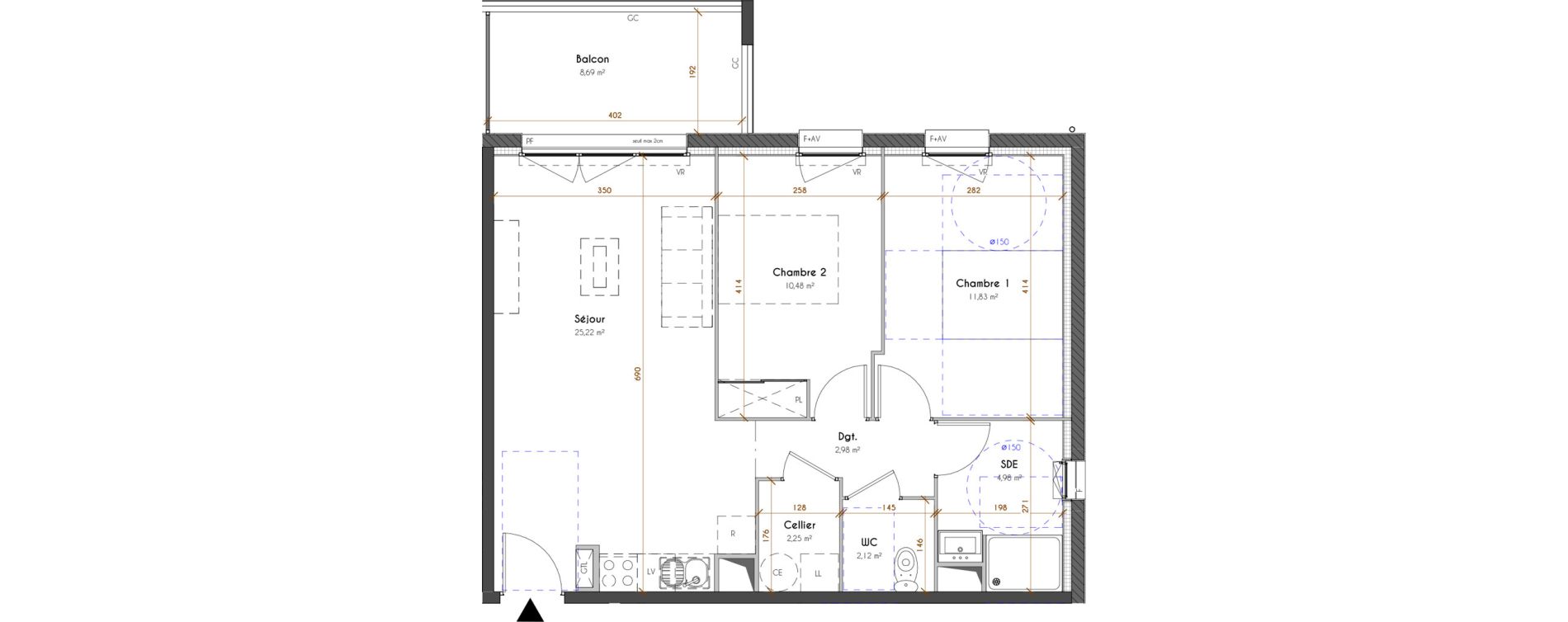 Appartement T3 de 59,86 m2 &agrave; Idron Centre