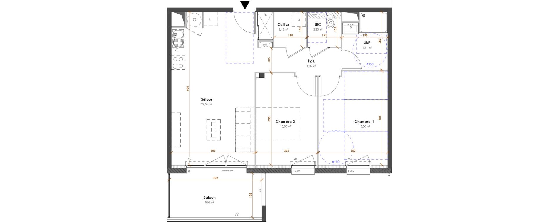 Appartement T3 de 59,98 m2 &agrave; Idron Centre