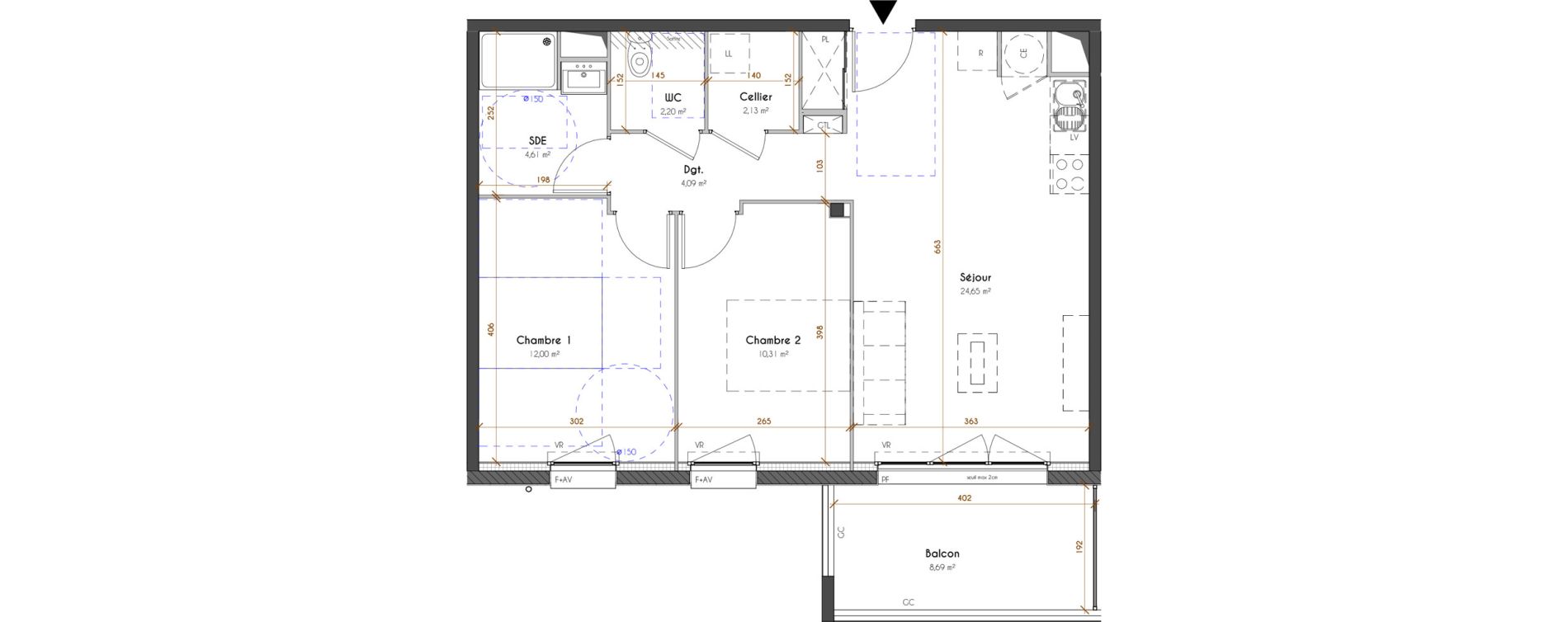 Appartement T3 de 59,99 m2 &agrave; Idron Centre