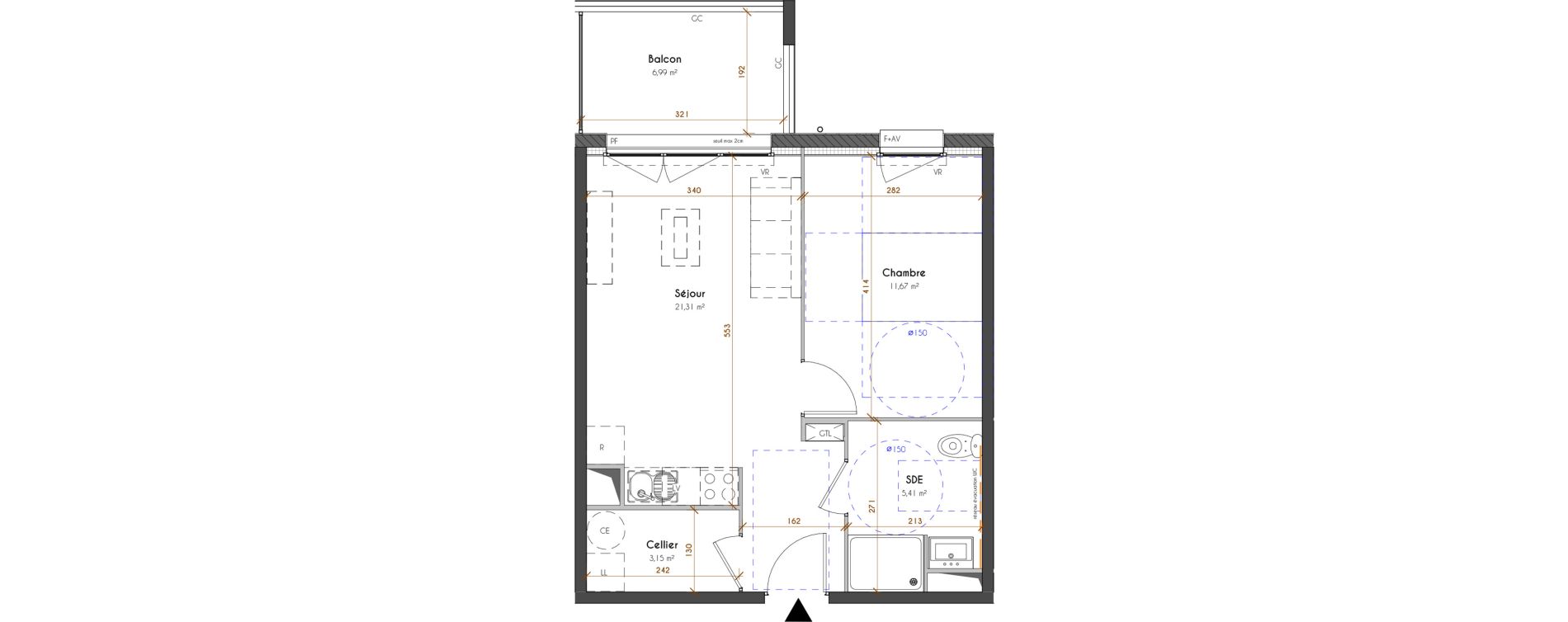 Appartement T2 de 41,54 m2 &agrave; Idron Centre