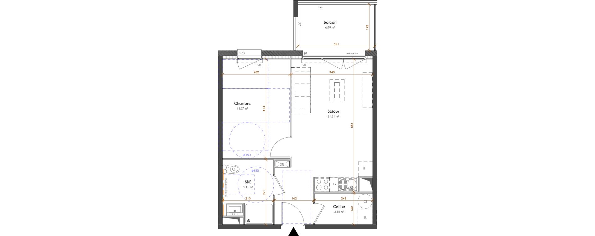 Appartement T2 de 41,54 m2 &agrave; Idron Centre