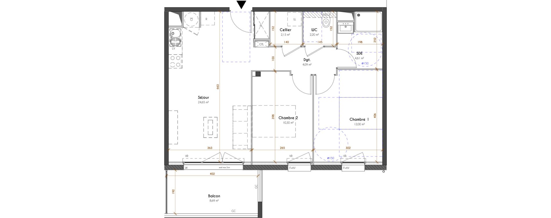 Appartement T3 de 59,98 m2 &agrave; Idron Centre